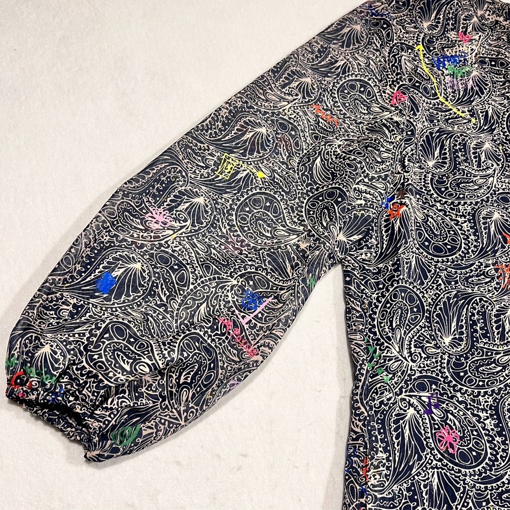 Vilagallo Dress Blue Paisley Art Lightweight Sheer Sleeves‎ Lined Pockets 14/46 - Picture 3 of 13